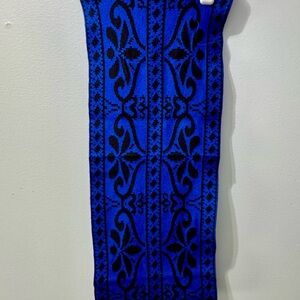 Elegant Blue and Black Patterned Infinity Scarf